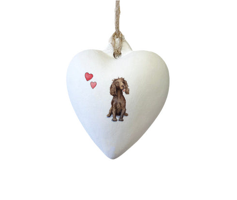 Cocker (Working) Liver Ceramic Heart Bauble
